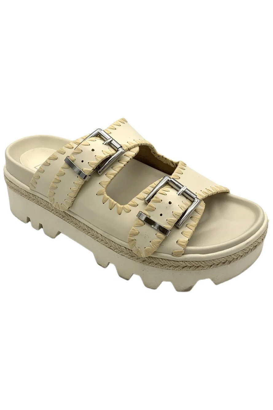 Shu Shop Women's Laura Platform w/Buckle Detail Bone - Medium
